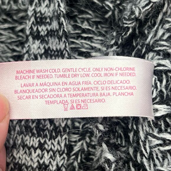 No Boundaries Cardigan Large Black White Cross Cross Marled Open Knit Topper - Picture 9 of 9